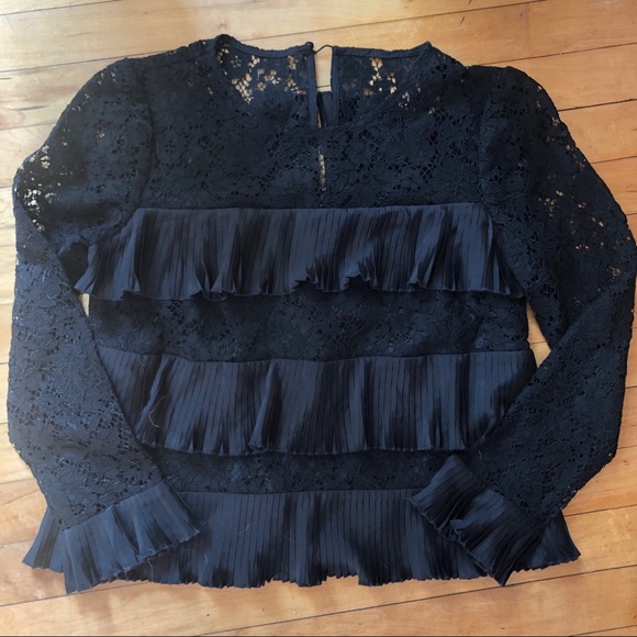 J. Crew Black Lace and Pleated Top NWOT - Picture 2 of 5